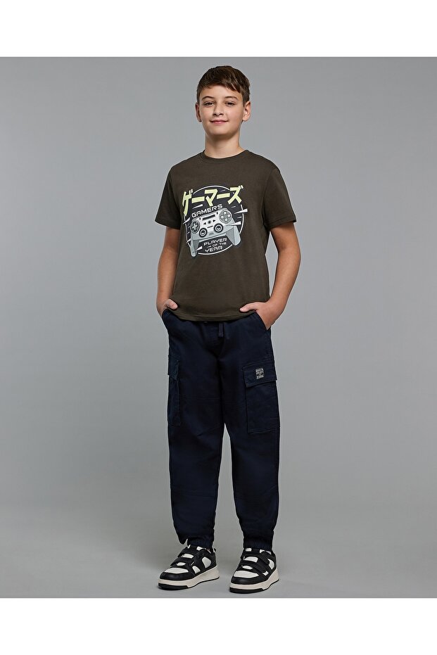 Solid Cargo Joggers With Drawstring Waist - 2