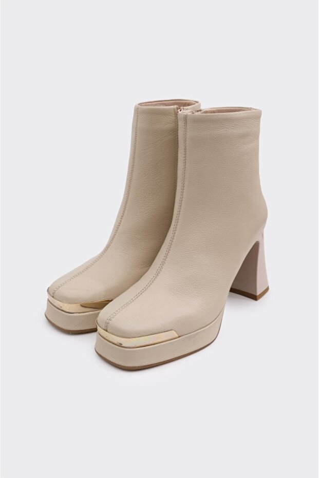 Kalın Topuklu Platformlu Fermuarlı Kadın Bot - 2