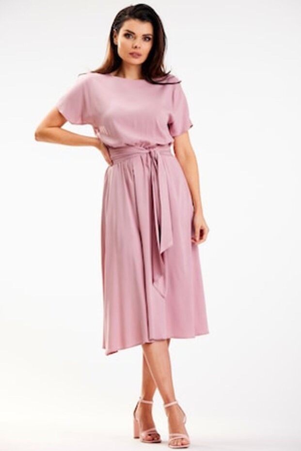 Rochie A576, Vâscoză/Elastan, Roz - 1