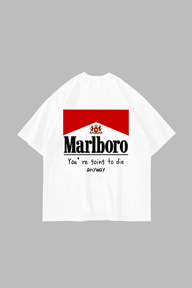 MRL. Printed Oversized Unisex White T-shirt