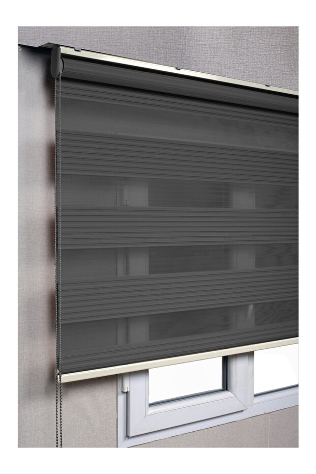 Zebra Perde Antrasit Gri Pliseli Dilimsiz - 1