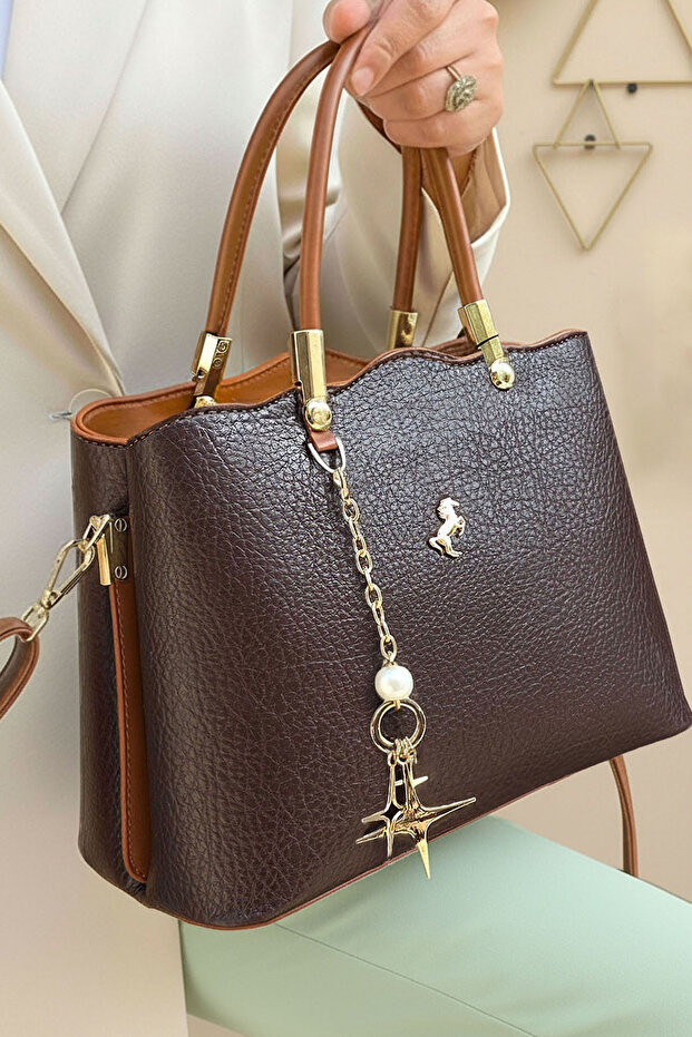 Women's Black 2-Compartment Long Strap Hand & Shoulder Bag (29X20 cm)
