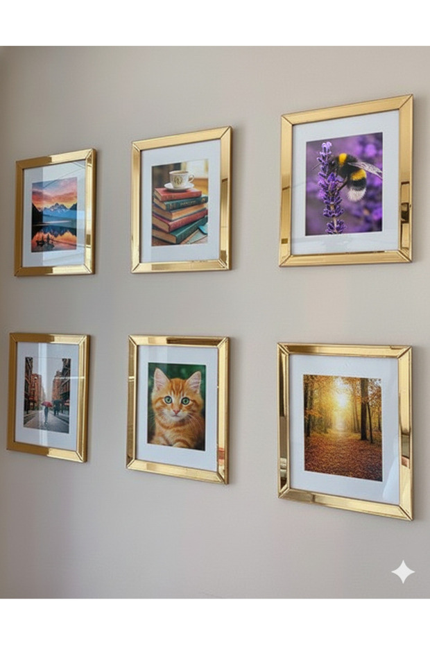 Hkm Ticaret 20X20 cm 3-Piece Mirror Plexiglass Covered Detachable Glass Frames! Plastic Stylish Frames