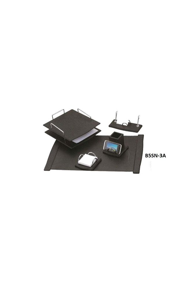 طقم مكتبي من 5 قطع - أسود - اللون الأساسي أسود - B5SN-3A