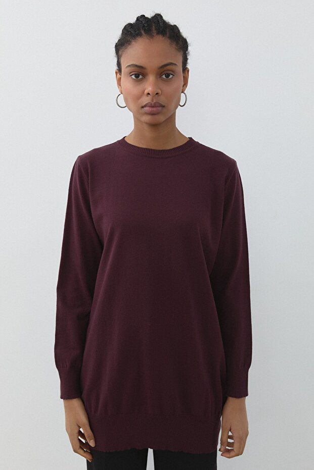 Basic Triko Tunik Mürdüm - 1