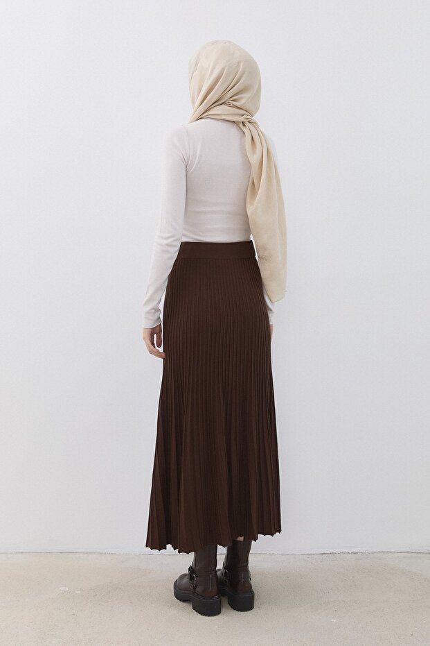 Piliseli Triko Etek Kahve - 4