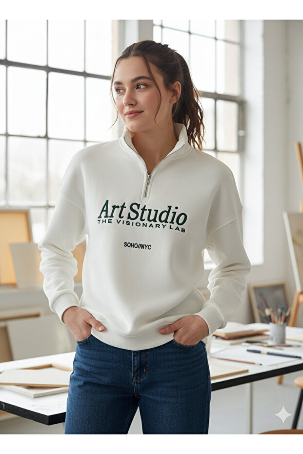 HELLY fermuarlı yaka baskılı swet - 4