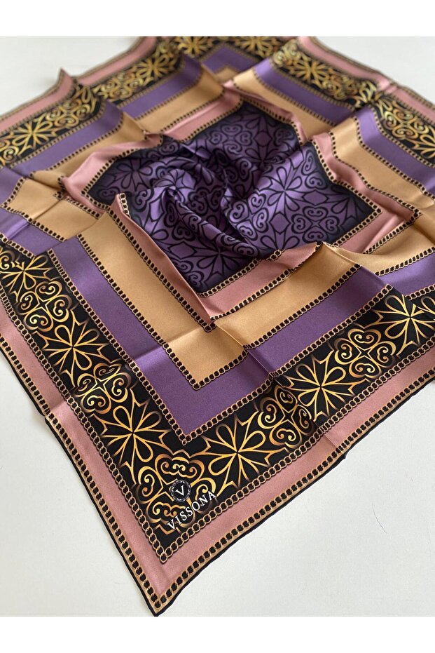 Tivil Silk Scarf 14229 - 0022 - 0019 Powder Lilac Ethnic Pattern