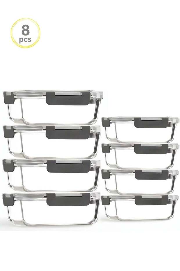 Glass Food Containers Set of 8 with Airtight Locking Lids