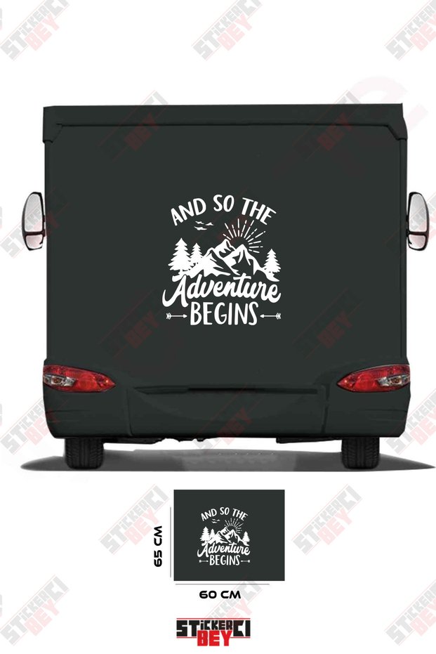 Adventure Begins Written on the Mountain Image Caravan Sticker Coating