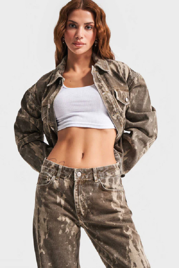 its basic Kadın Koyu Kahve Batik Renk Özel Yıkama Tasarım Denim Jean - 3