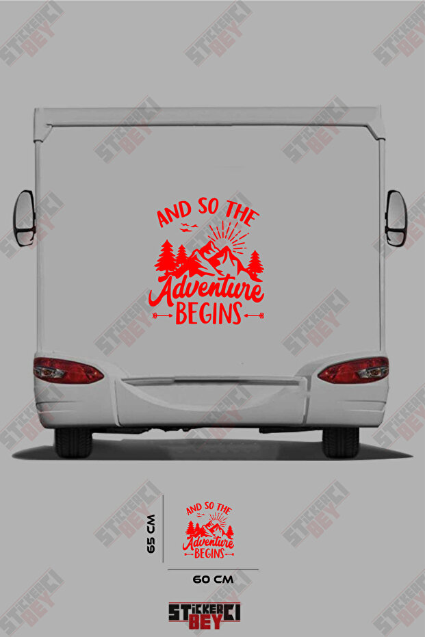 Adventure Begins Written on the Mountain Image Caravan Sticker Coating