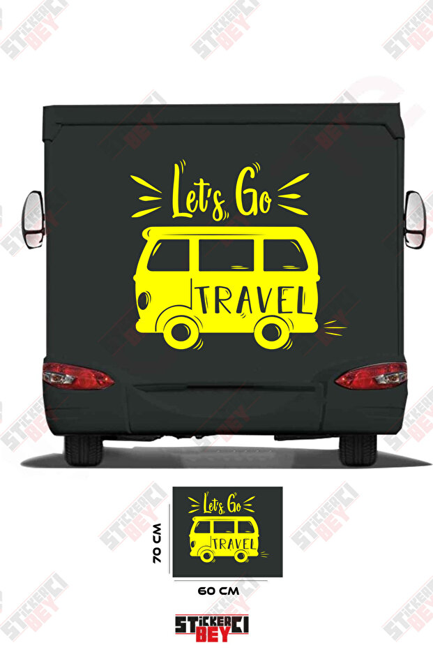 Let's Go Travel Written on the Caravan Visual Caravan Sticker Decal