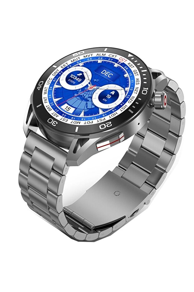 T2 Smart Watch With 1.5 Inch AMOLED Display IP67 Waterproof and 4 Pair Strap (Silver)