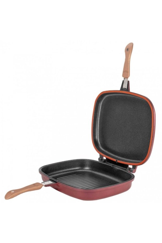 DGR36 Double Grill Pan, 36 cm, Rectangular, Titanium Non-Stick, Cherry Red