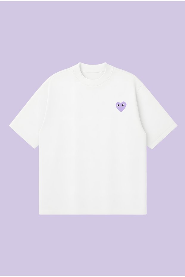 Comme Des Garçons Lilac Boxy Fit Oversized Unisex %100 Cotton Lu Tshirt – Printed T-Shirt |   Streetwear