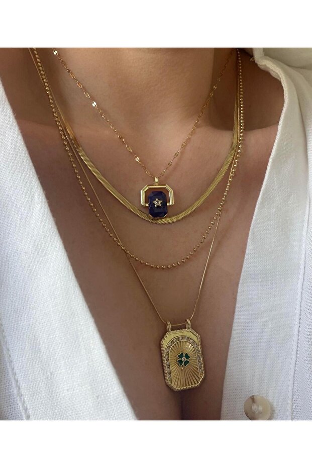 Çelik Çoklu Kolye Seti - 1