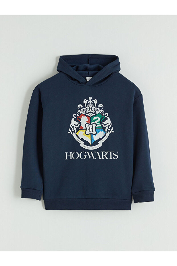 Lcw kids navy blue Printed boys' thick sweatshirt