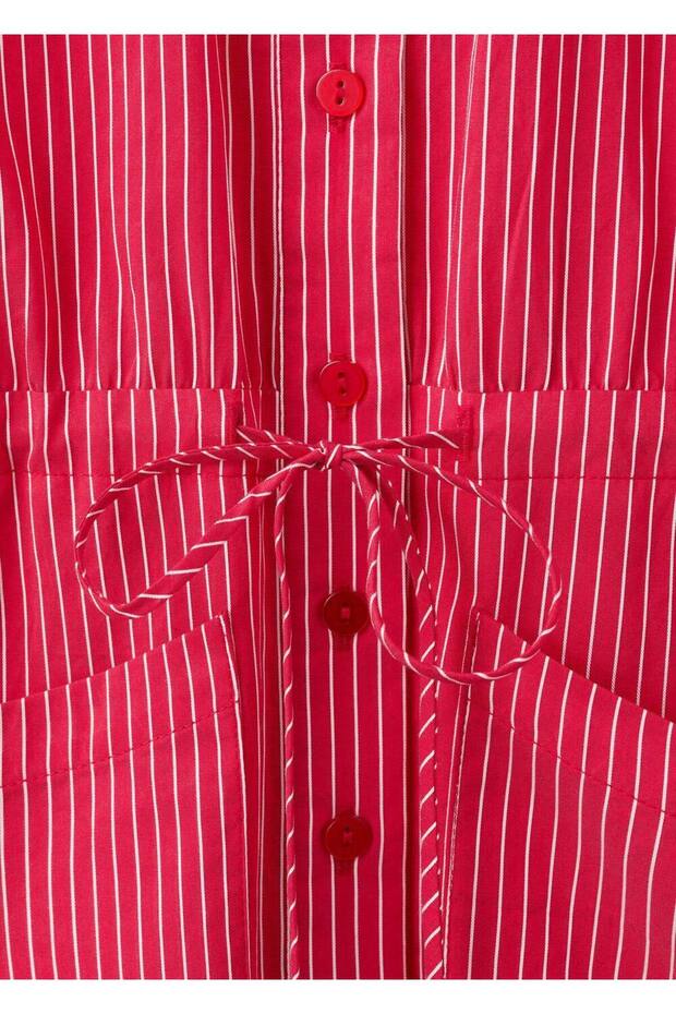 Çizgili gömlek elbise - 7