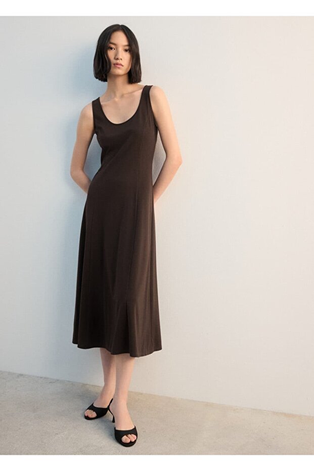 Evaze midi elbise - 2