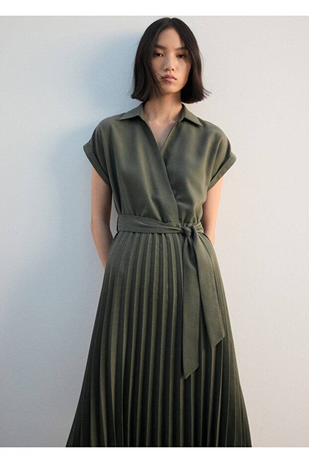 Pileli gömlek elbise - 1