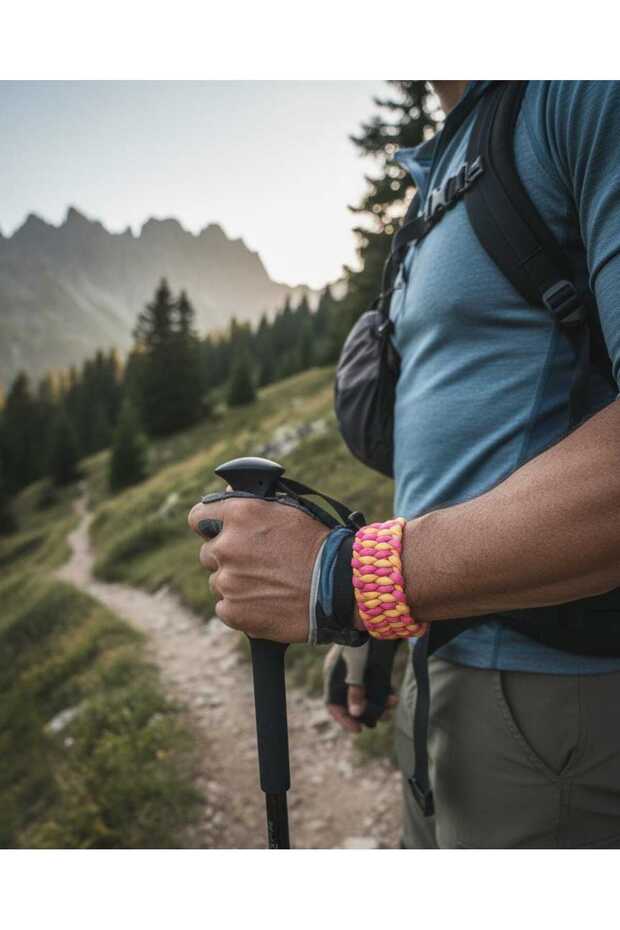 Paracord Bracelet with Earthquake Whistle and Compass Unisex Handmade Durable 22 cm