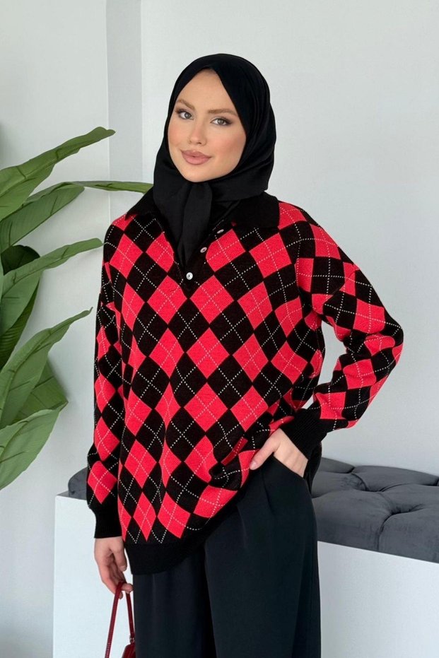 Kokina Baklava Pattern Sweater Black
