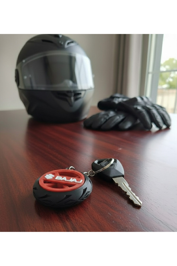 Bajaj Compatible Wheel/Tire Detailed Keychain