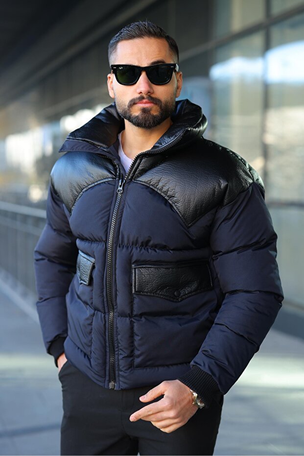 معطف شتوي منفوخ للرجال بتصميم أنيق - 4