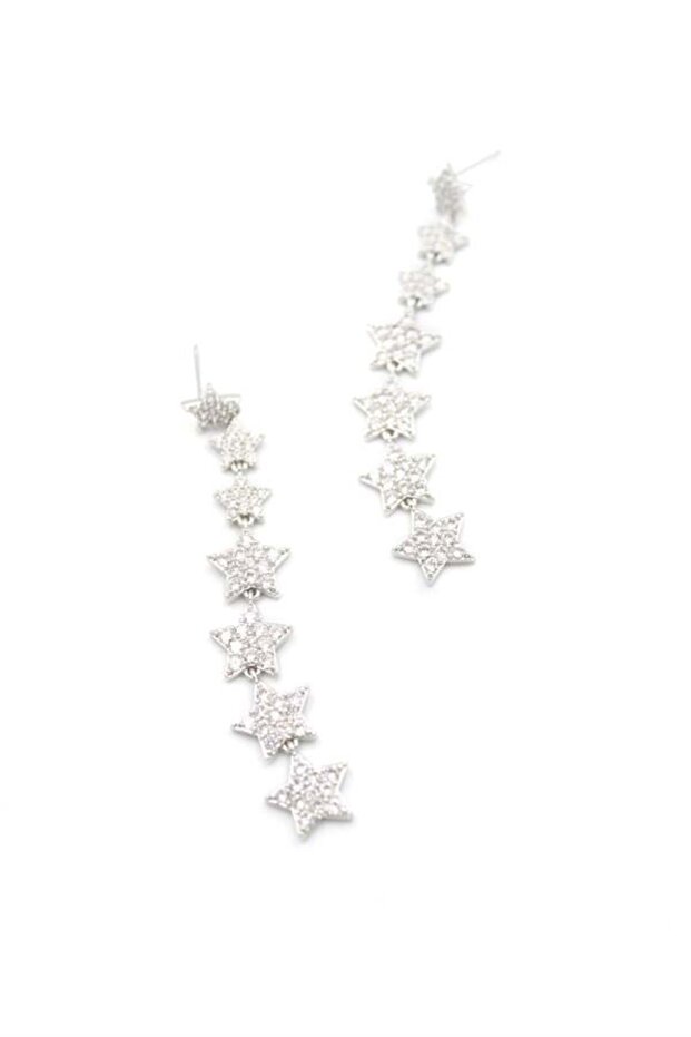 حلق على شكل نجمة - فضي - 2