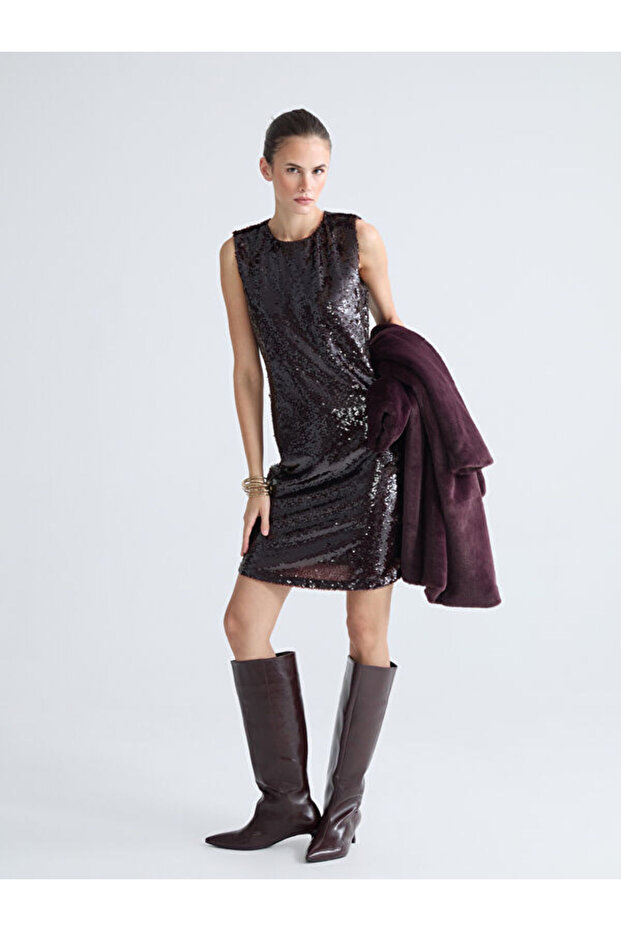 Sparkling Choices from Shining Store Zero Roba Collar Sequined Mini Dress