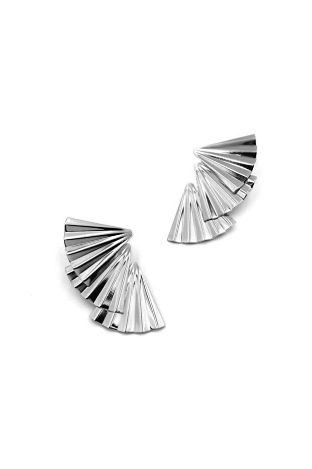 أقراط مروحة - فضية - 2