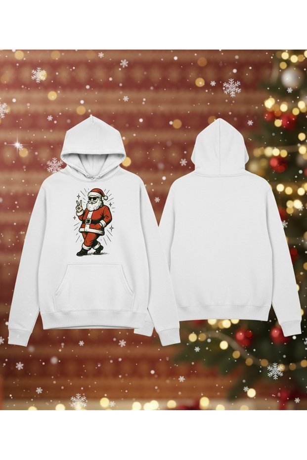 100% Cotton Unisex Oversized Merry Christmas New Year Themed Printed Hoodie