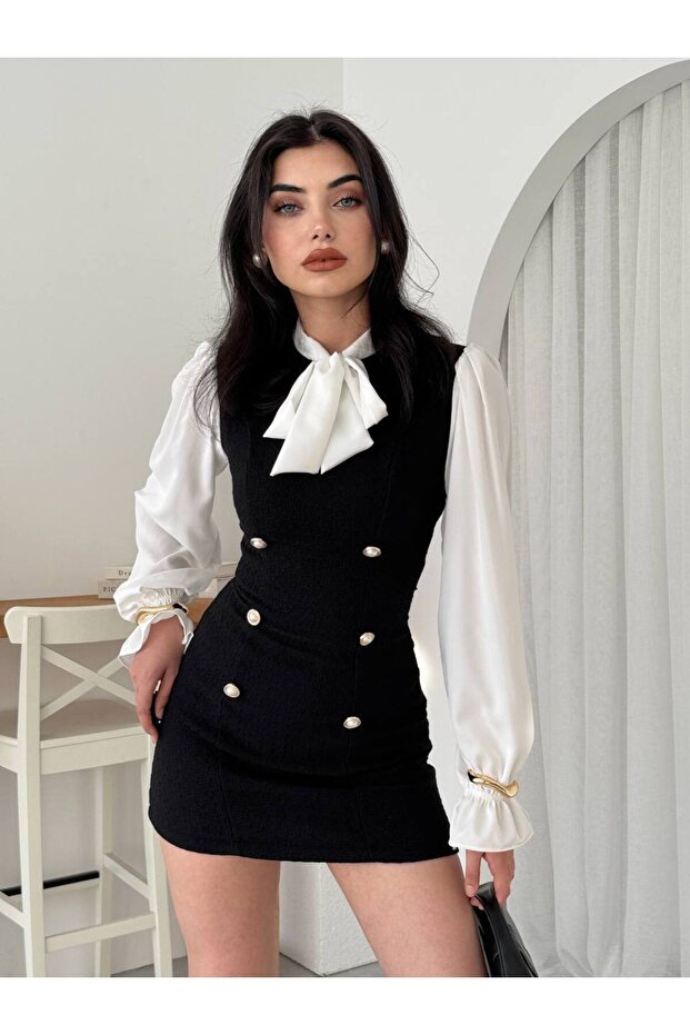 Yakalı Mini Elbise - 5