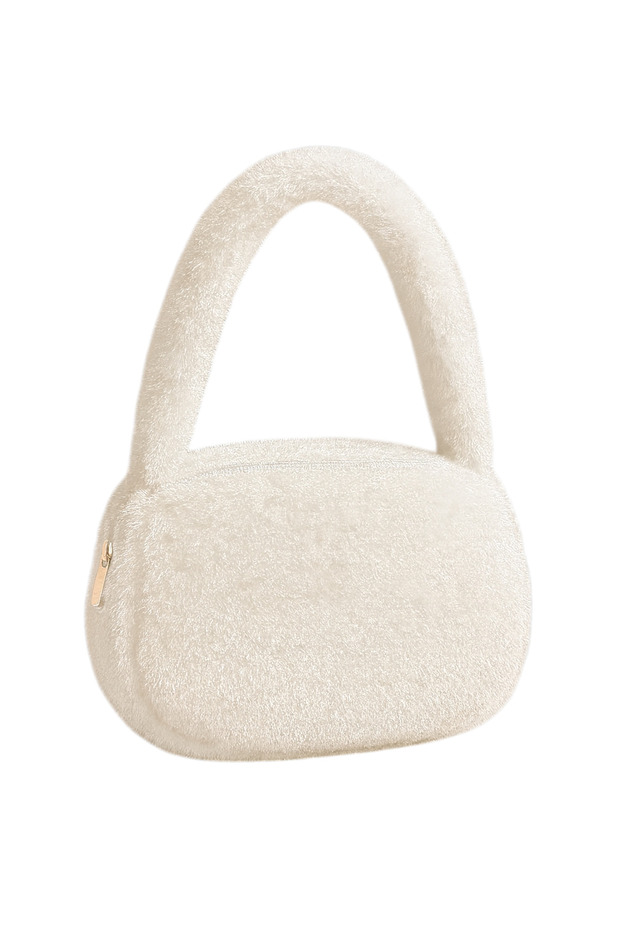 Kadın Beyaz Peluş Çanta - 4