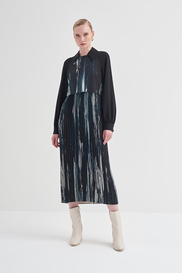 Piliseli Desenli Elbise Baskı - 1