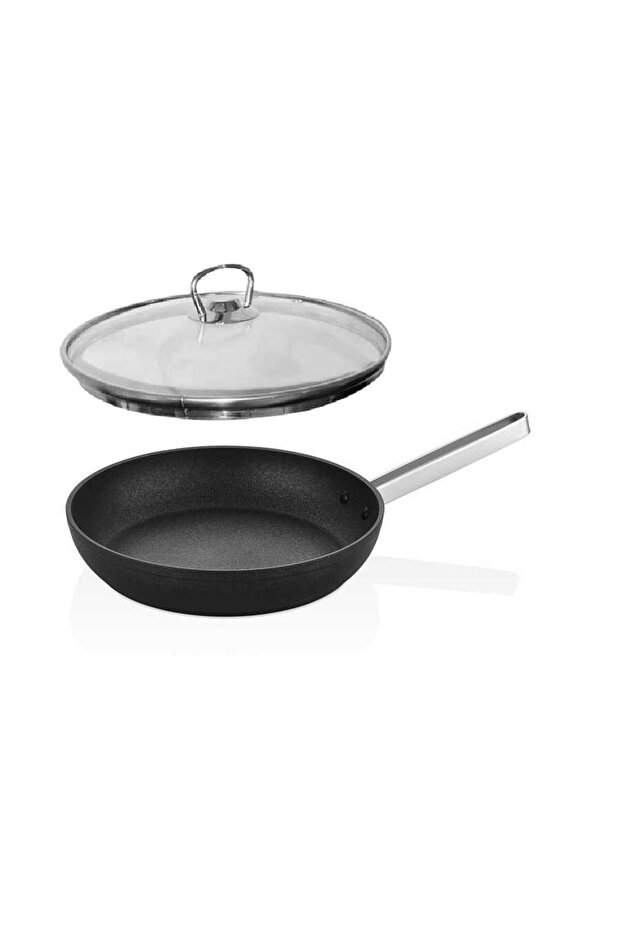 Biogranit Pan 26 cm | 2.4 Liters | 10 Years Warranty | Induction Based | Glass Lid