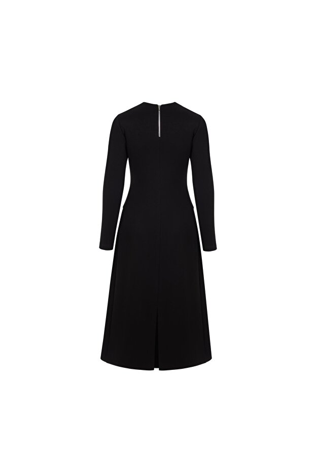 Drapaj Detaylı Örme Elbise Siyah - 2