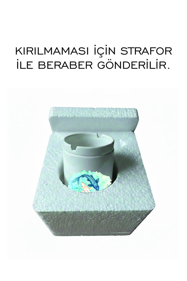 منفضة سجائر سيراميكية مزخرفة بنمط سمكة الكوي - 4