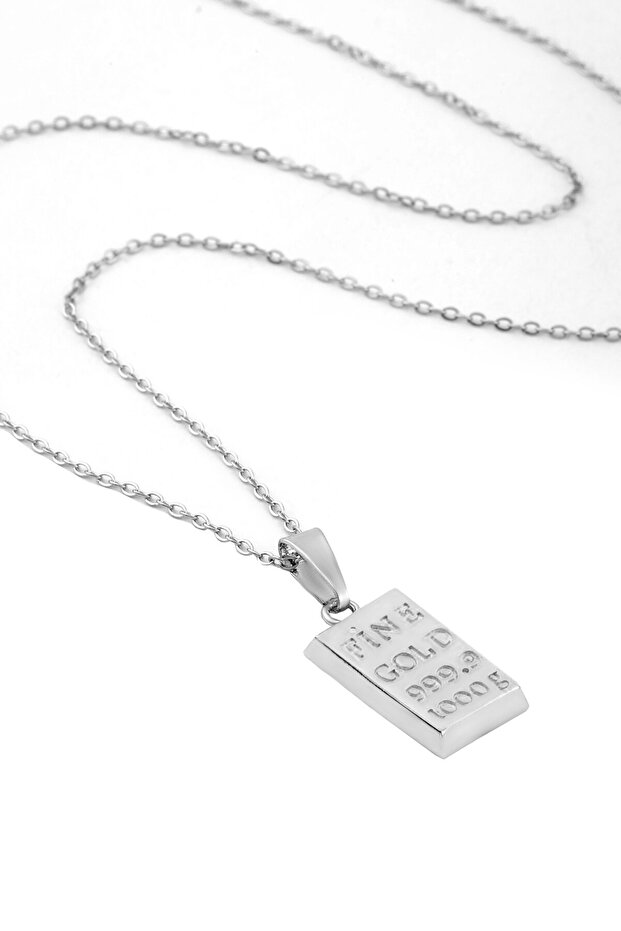 Külçe Çelik Kolye Silver - 2