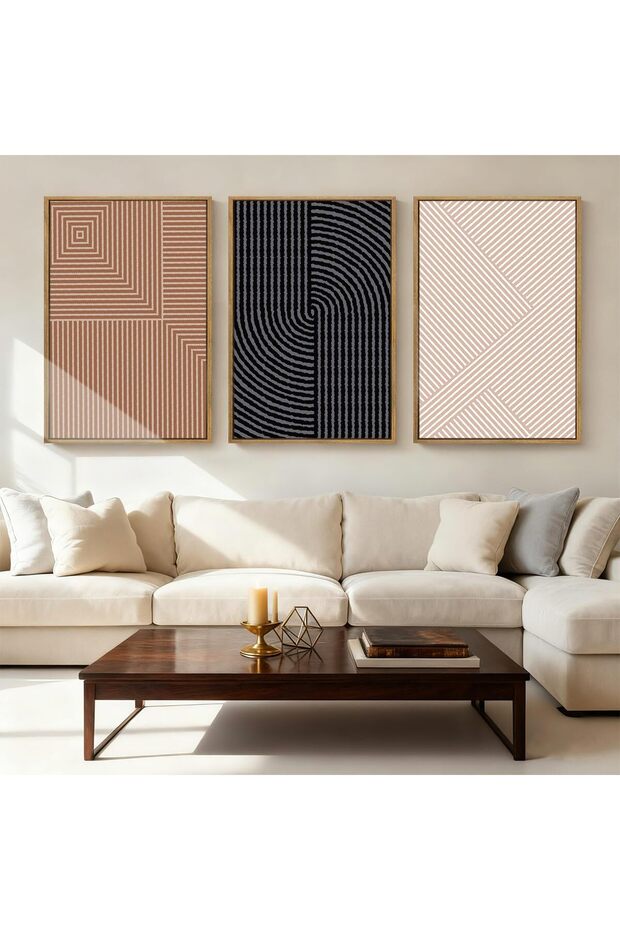 Set of 3 Abstract Minimalist Canvas Art 30x40cm Personalized Framed Wall art Paintings