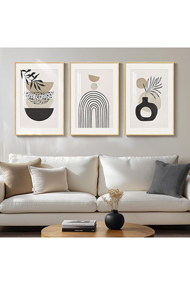 Set of 3 Abstract Minimalist Canvas Art 30x40cm Personalized Framed Wall art Paintings