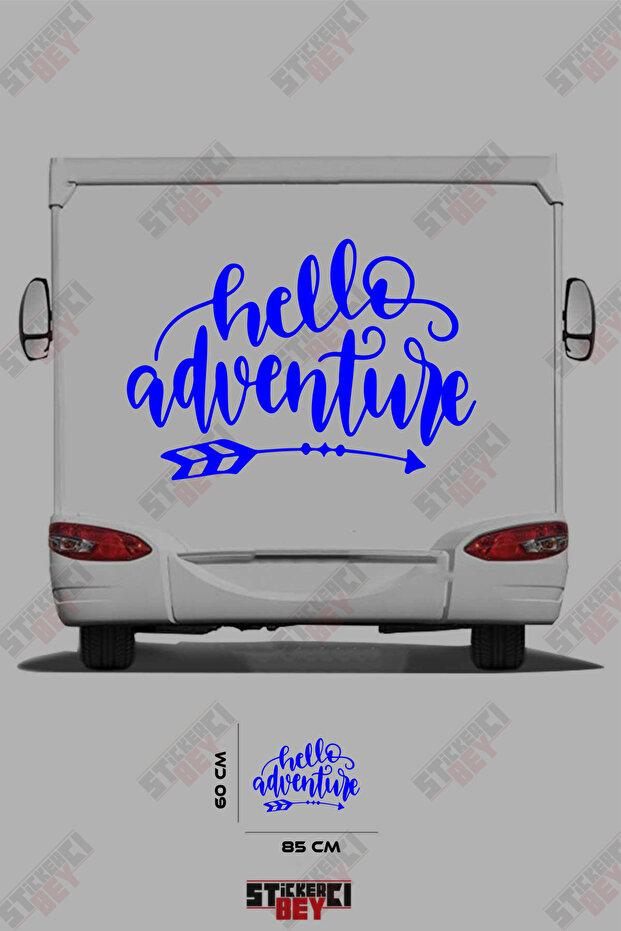 ملصق مطبوع عليه عبارة HELLO ADVANTURE بنمط السهم لتزيين الكرفانات