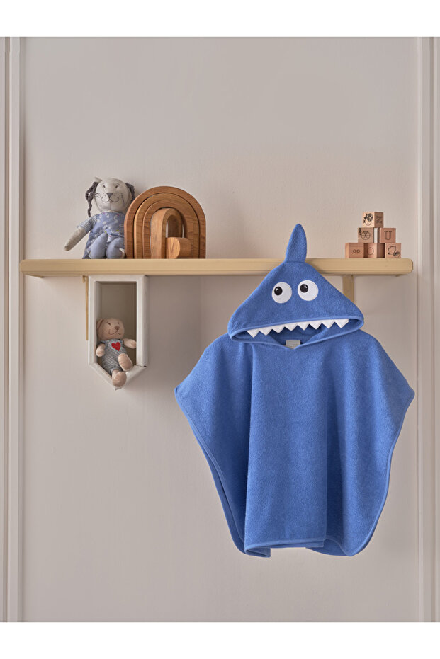 Shark Figured Towel Poncho - Piny Baby Towel Poncho - Shark - Cotton