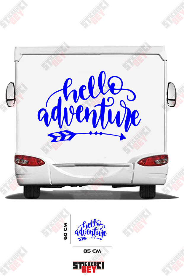 ملصق مطبوع عليه عبارة HELLO ADVANTURE بنمط السهم لتزيين الكرفانات