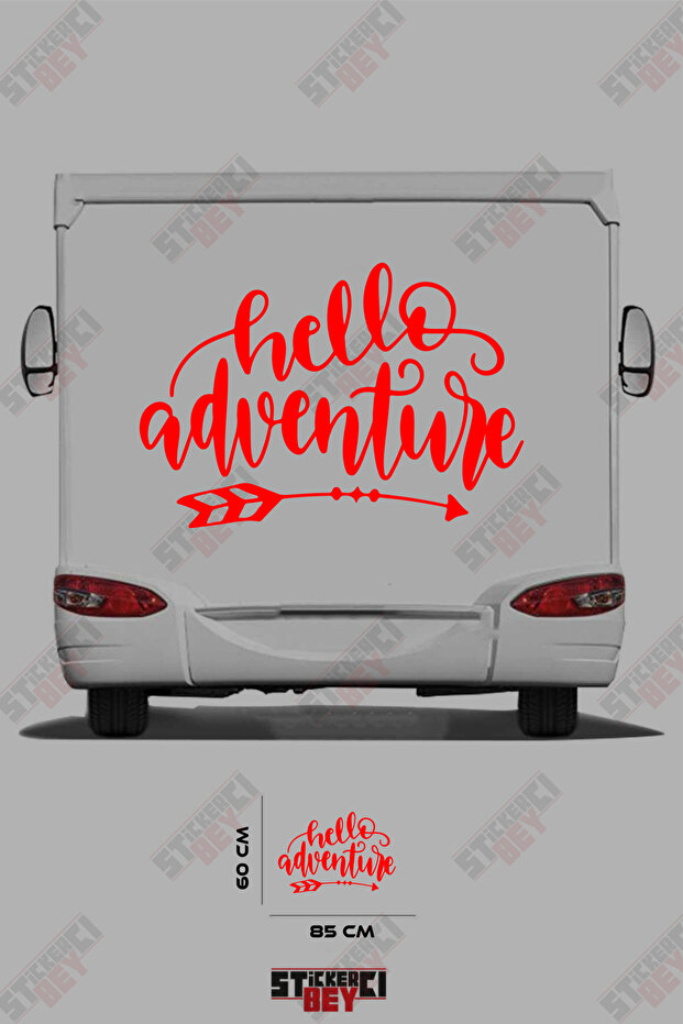 ملصق مطبوع عليه عبارة HELLO ADVANTURE بنمط السهم لتزيين الكرفانات