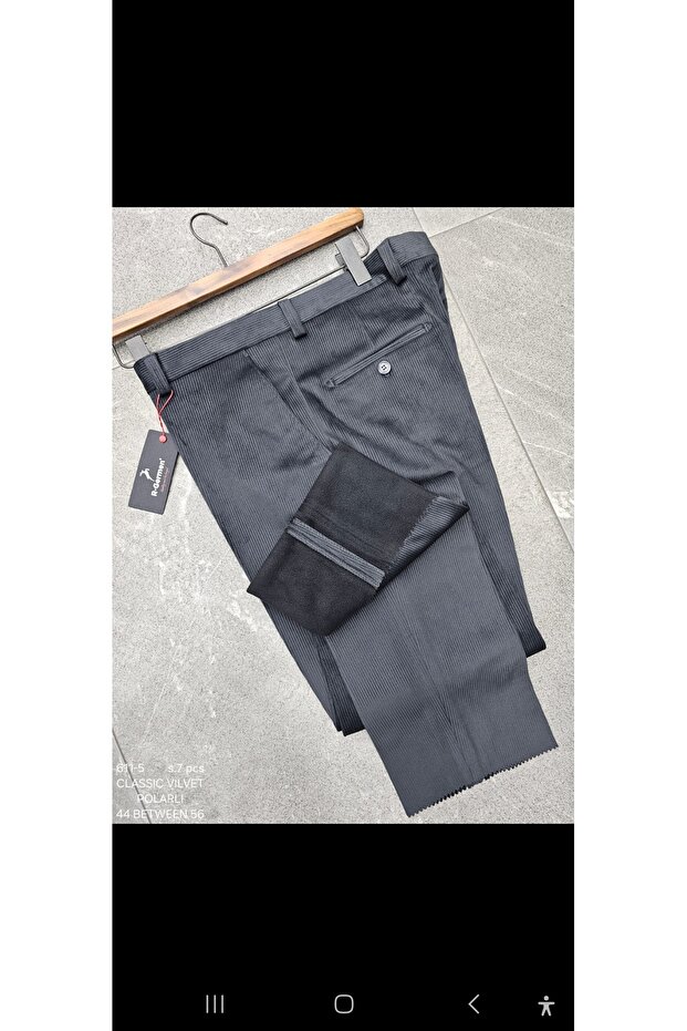 Velvet Trousers Men's Winter Lined Classic Fit Lycra