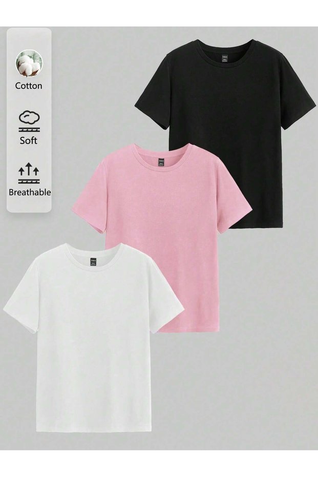 Advantageous Set of 3 Men's Plain Oversized T-Shirts