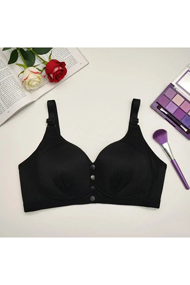 Front Snap (Buttoned) Mesh Bra - 2