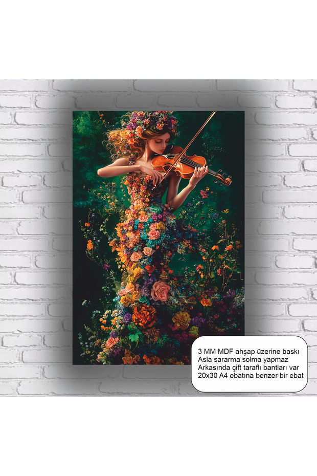 Music Engraving Violin Playing Woman Aesthetic Artistic Decoration Mdf Painting Wood Poster